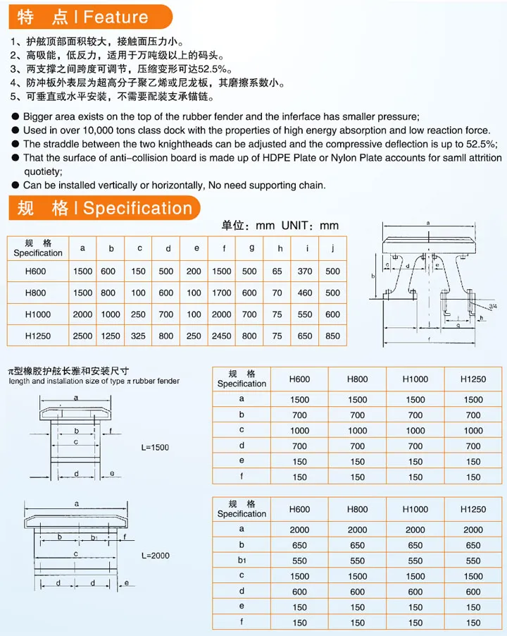 π型橡胶护舷